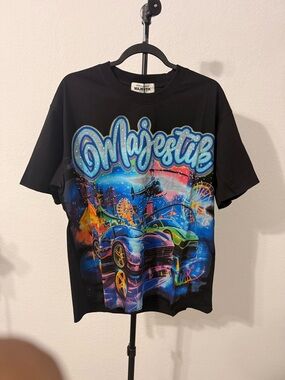 Majestik Graphic Racing City Tee in Black
